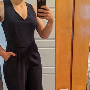 Navy Open-back Jumpsuit